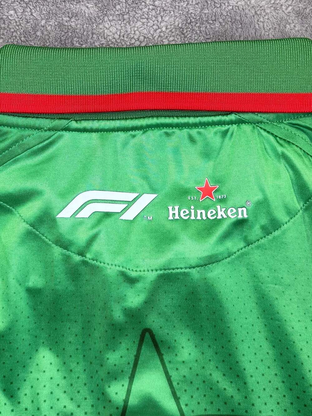 Official F1 Formula 1 x Heineken Men's Short Sleeve Polo Shirt Green Red, XL - Picture 6 of 8